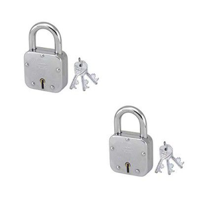 Harrison T-27 / BCP-0031_PK 2 Iron 6 Levers Padlock with 3 Keys| Square Padlock| Used for Shutter Gates (Pack of 2)