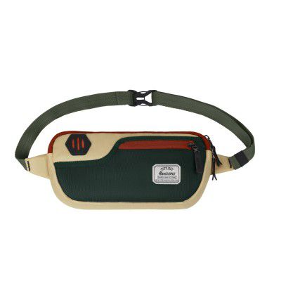 Harrisons Orbito Crossbody Water Resistant Chest Sling Bag for Men & Women | Fanny Pack for Hiking, Travel, Camping & Outdoor Sports with Adjustable Strap (Cream & Green)