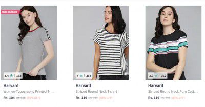 Harvard Women's Tshirts at Flat 85% off