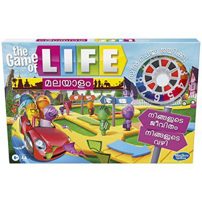 Hasbro Gaming The Game of Life Game in Malayalam (??????) for 2 to 4 Players, for Kids Ages 8 and Up, Includes Colorful Pegs