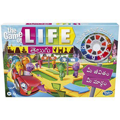 Hasbro Gaming The Game of Life Game in Telugu (??????) for 2 to 4 Players, for Kids Ages 8 and Up, Includes Colorful Pegs