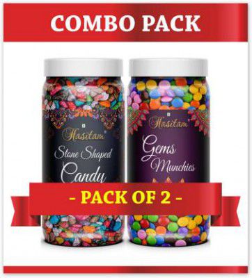 HASITAM Premium Quality Gems & Stone Chocolate l 100% Veg (450+450 Grams) Crackles (2 x 450 g)