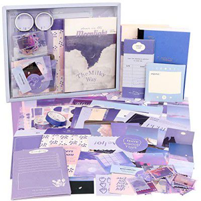 HASTHIP 346Pcs Journal Supplies Kit Vintage Scrapbook Stickers Pack For Art ,Multicolor