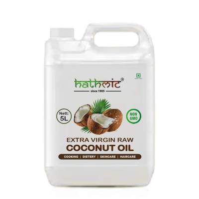 Hathmic Raw Extra Virgin Cold Pressed Coconut Oil, 5L HDPE