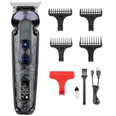 Hatteker Men Ht-6188 Premium Metal Body 0 Gapped T-Blade Outlining  Black