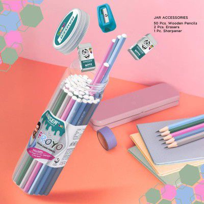HAUSER ARTZ FROYO WOODEN PENCIL Set – 50 Pcs Multicolor Pencils 