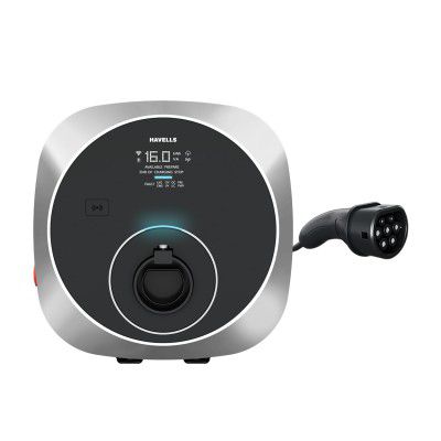 Havells 11 kW MotrON GT Smart EV Charger with Display | 2m & 5m Output TPU Cable|Wi?Fi, GSM, LAN, 4G, RFID|Type-2|OCPP 1.6, ARAI, IEC|IP66, IK10 & UV Safe |10+ Electrical Safety Features|2 Yr Warranty
