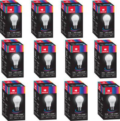 HAVELLS 9 W Basic Round B22 LED Bulb (White, Pack of 12)