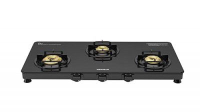 Havells Contour Toughened Glass-Top 3 Brass Burner LPG Gas Stove