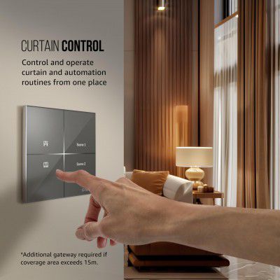 Havells Crabtree iSense Smart Monoblock Touch Panel with 1 Curtain Controller & 2 Scene(Grey)
