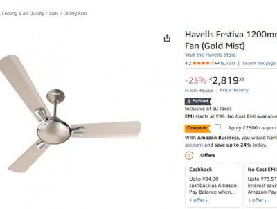 Havells Festiva 1200mm Dust Resistant Ceiling Fan, (Gold Mist)