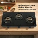 Havells GEOSLIM Gas stove | 3 Heavy Duty Forged Brass Burner (Black)...