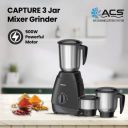 HAVELLS GHFMGDEK050 500 W Mixer Grinder (Capture Black 500W | 3 Jars | Black)