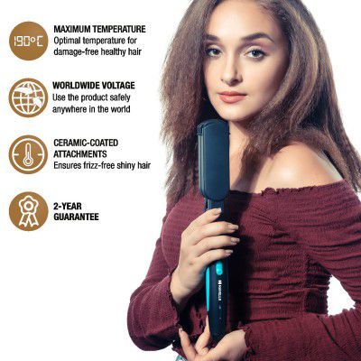 Havells HC4043 3 in 1 Hair Styler - Straightener, 19mm Curler, Crimper for Multiple Styles - (Blue/Black)