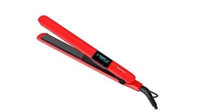 Havells HS4150 Ceramic Plates Hair Straightener with Digital Display & Adjustable temperature, Heats Up Fast (Red)