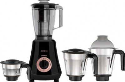 HAVELLS Hydro 1000 W Mixer Grinder (GHFMGFHE100 | 4 Jars | Black)