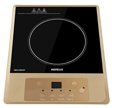 Havells Induction Cooktop Insta Cook-RT|4 Cooking Options|Glass Ceramic Plate|Soft Touch|Auto Pan Detection|Energy Efficient|Double MOV|3 Yr Coil&1 Yr Product Manufacturer Warranty|Brown Black| 1400 W