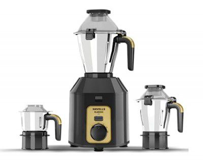 Havells Klassic 1000 watts 3 Jar Mixer Grinder I 2.5 Kg Double Ball Bearing Copper Motor I 22000 RPM