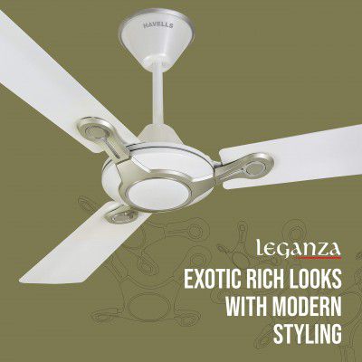 Havells Leganza 3 Blade 1200Mm Ceiling Fan (4 stars, Pearl White Silver)