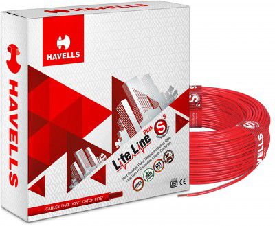 Havells Life Line Plus 4 sq mm PVC HRFR Cable (Red) (Hall-cbl-red)