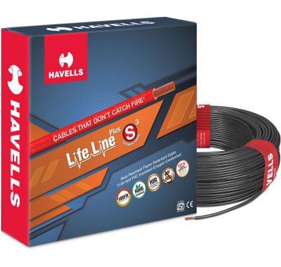 Havells LifeLine+ S3 | 2.5 sq.mm Copper Wire (90m-Black) (WHFFDNKA12X5)