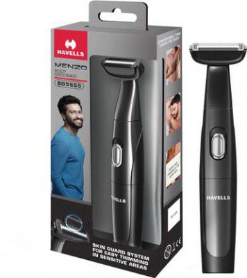HAVELLS Menzo BG5555 Body Groomer 90 min Runtime 3 Length Settings  (Black, Grey)