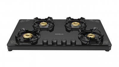Havells Nucleus Slim Gas stove | 4 Heavy Duty Forged Brass Burner  (Black)