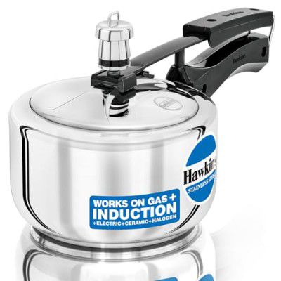 Hawkins 1.5 Litre Pressure Cooker, Stainless Steel Inner Lid Cooker, Induction Cooker, Baby Cooker, Silver (HSS15)