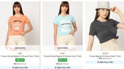 Ajio: HAWT T-shirt From Rs 90 | For Women's