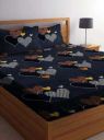HAZAL Cotton Double Printed Bedsheet (Pack of 1, Dark Grey)...