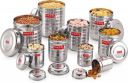 HAZEL 9 Pcs Set - 475 ml, 950 ml Steel Grocery Container (Pack of 9, Silver)...