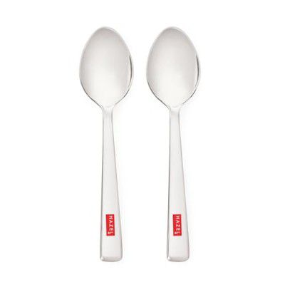 HAZEL Stainless Steel Small Spoons Set of 2 | Baby Serving Spoon, 13.5 cm