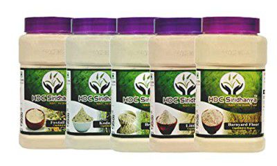 HDC Siridhanya Unpolised and organic five positive millets Flour Combo Pack of 5, [Kodo, Foxtail, Browntop Barnyard, and Little Millet]700gm Each packed in jar