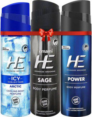 HE Deo Arctic + Sage + Power Deodorant Spray - (360 ml, Pack of 3)