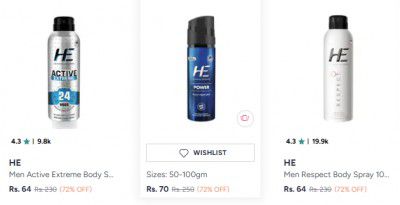 Myntra : He Deo Starts @80