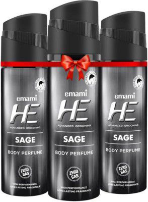 HE Sage Deodorant Spray - For Men  (120 ml, Pack of 3)