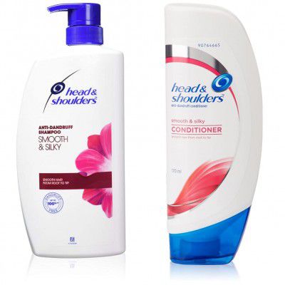 Head & Shoulders Smooth and Silky Anti Dandruff Shampoo, 1L and Head & Shoulders , Anti Dandruff Conditioner, Smooth & Silky, 170 ML