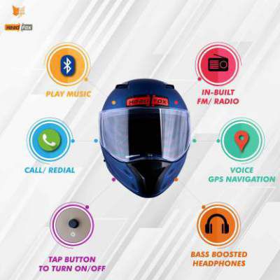 HEADFOX az Bluetooth N1 Motorbike Helmet (Blue)