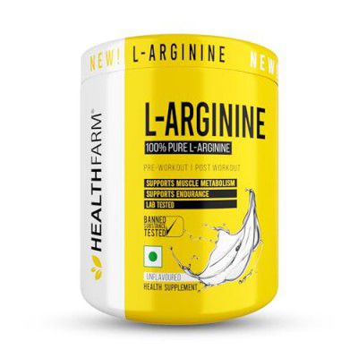 HEALTHFARM Nutrition L-ARGININE Powder Muscle Building and Endurance Unfavoured 100g Nitric oxide Precursor Supplement for Muscle growth Pump vascularity and energy Preworkout