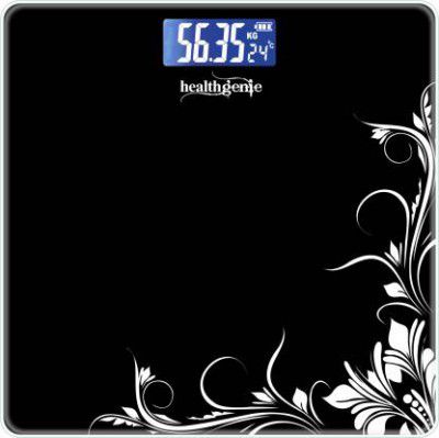 Healthgenie Thick Tempered Glass LCD Display Digital Weight Machine With 2 Years Warranty Weighing Scale  (Black Pattern)
