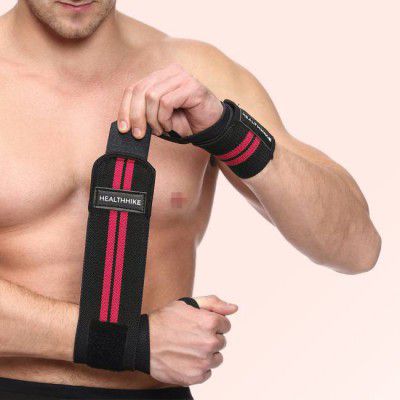 HealthHike Supporter for Gym, Adjustable Hand Wrap, Strap/Band for WeightLifting Men Women Wrist Support  (Red, Black)