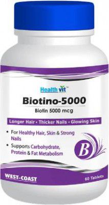 HealthVit Biotino 5000 Biotino 5000 mcg For Hair, Skin & Nails - 60 Tablets  (60 No)