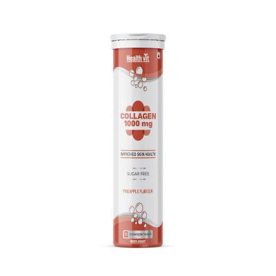 Healthvit Collagen 1000mg Collagen Peptides for Skin, Thick Hair, Stronger Nails and Joints - Sugar Free 10 Effervescent Tablets Pineapple Flavor