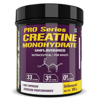 HealthyHey Sports Creatine Monohydrate powder for Muscle Building & Performance - 33 Servings (Unflavoured, 100gm)