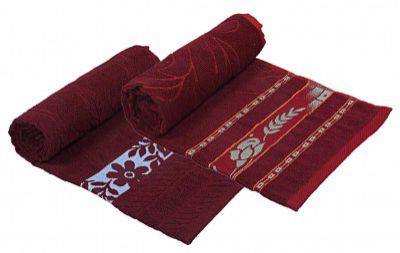 Heart Home 100% Cotton 2 Pieces Bath Towel 27" x54 (Maroon) - CTHH1237