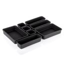 Heart Home 8 Pcs Set Storage Organizer | Kitchen Organizer | Makeup Organizer Tray Set | Desk Drawer Divider Tray | Multi-Purpose Stationery Organizer with Interlock | Black...