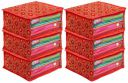 Heart Home Bandhani Design 6 Piece Cotton Saree Cover/Wardrobe Storage Organizer (Red) - HEART2625...