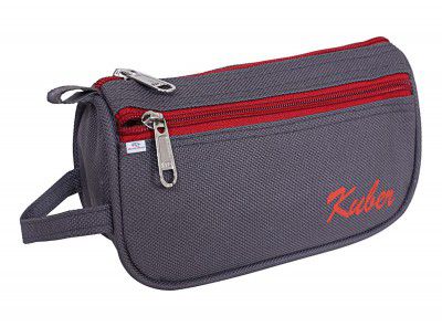Heart Home Canvas Toiletry Organizer|Portable & Durable Travel Shaving Doop Kit with Fornt Zipper and Carrying Strip (Gray)