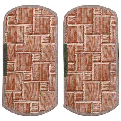 Heart Home Checkered Design PVC 2 Pieces Fridge/Refrigerator Handle Cover (Brown) - CTHH6553,Standard