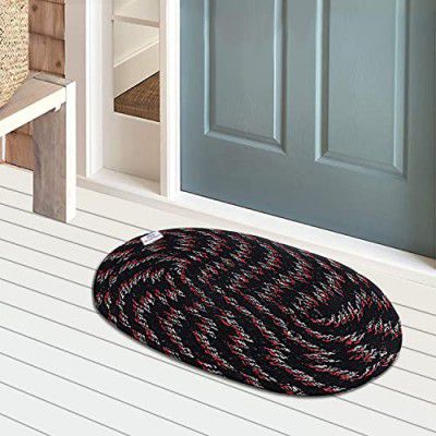 Heart Home Cotton Oval Door Mat for Porch/Kitchen/Bathroom/Laundry Room,(Black) 54HH3948.